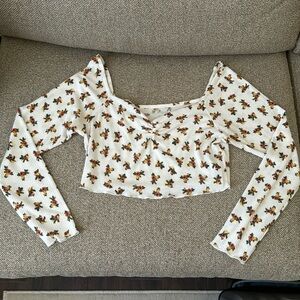 Off the shoulder, long sleeve crop top